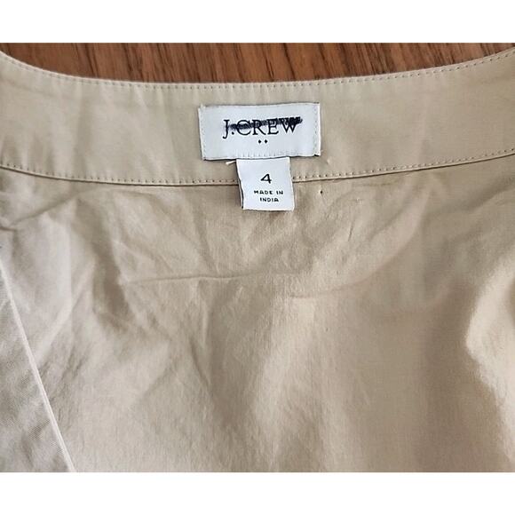 J. CREW Ladies Button Front Waisted Poplin Khaki Beige Dress Size 4 w/pockets - Picture 6 of 6